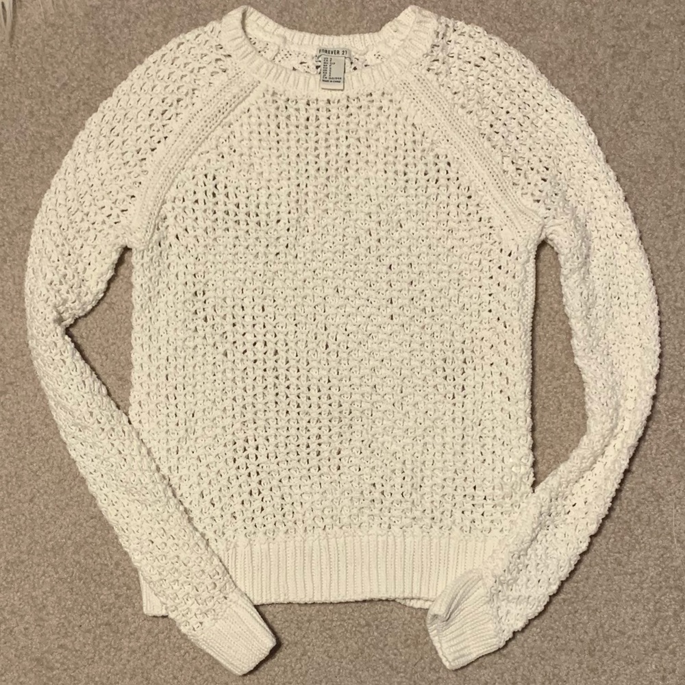 🌸 Forever 21 White See-through Knit Sweater